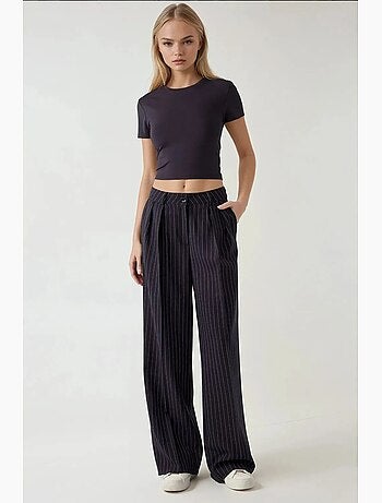 Pantalon palazzo à taille haute et jambes larges à rayures hiccup