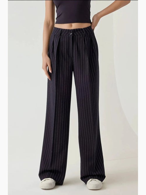 Pantalon palazzo à taille haute et jambes larges à rayures hiccup - Kiabi