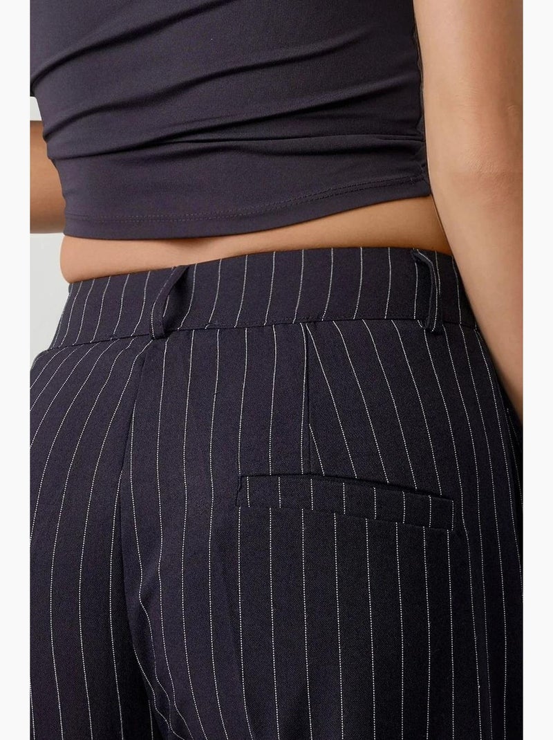 Pantalon palazzo à taille haute et jambes larges à rayures hiccup Bleu marine - Kiabi