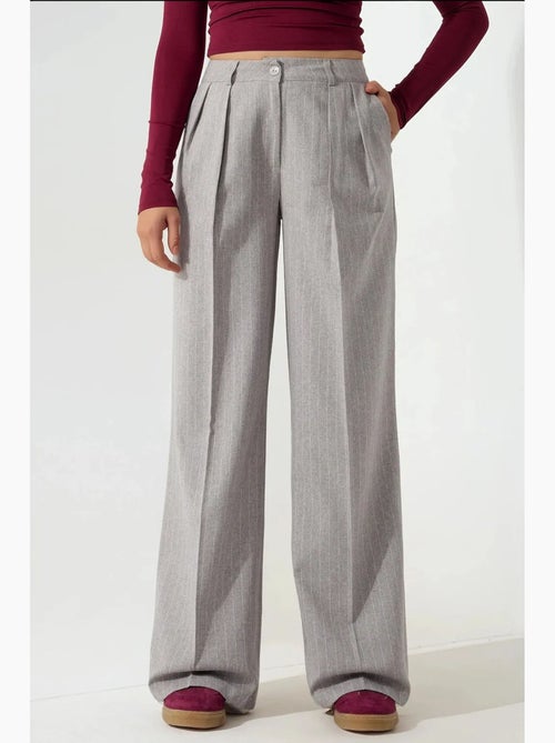 Pantalon palazzo à taille haute et jambes larges à rayures hiccup - Kiabi