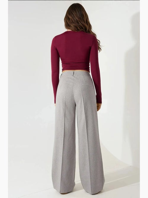 Pantalon palazzo à taille haute et jambes larges à rayures hiccup - Kiabi