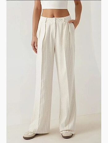 Pantalon palazzo à taille haute et jambes larges à rayures hiccup