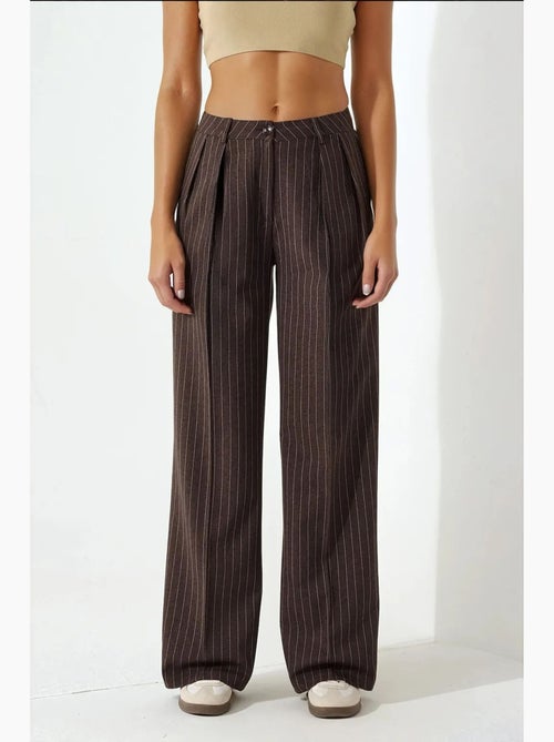 Pantalon palazzo à taille haute et jambes larges à rayures hiccup - Kiabi