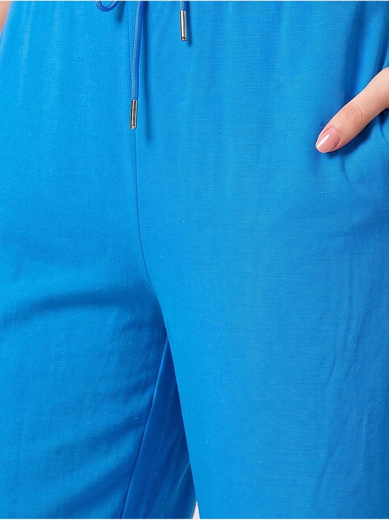 Pantalon palazzo avec cordon de serrage tommy Bleu électrique - Kiabi