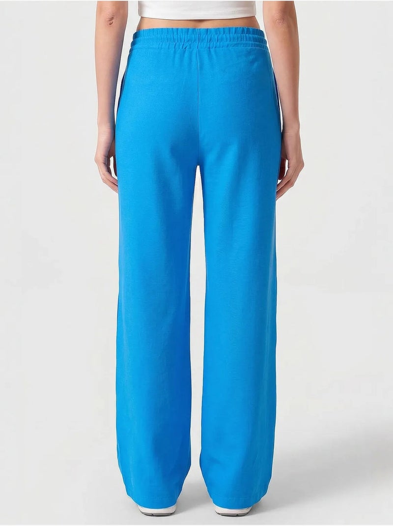Pantalon palazzo avec cordon de serrage tommy Bleu électrique - Kiabi