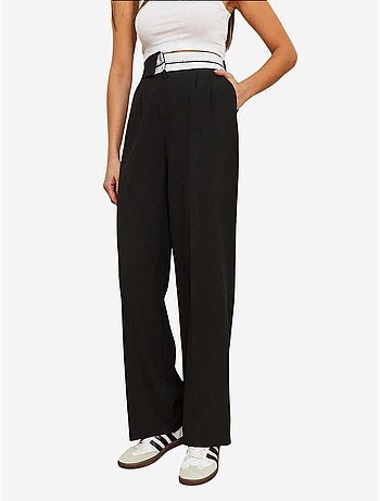 Pantalon palazzo boutonné à taille asymétrique et jambe large lucci