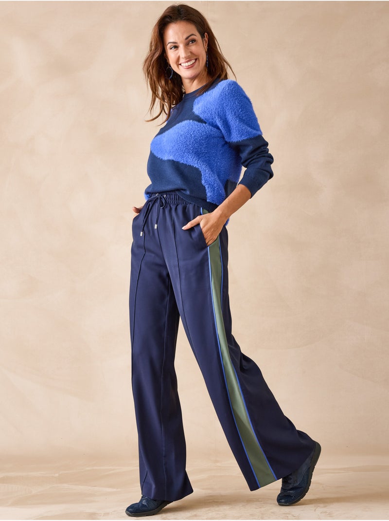 Pantalon palazzo élastiqué - DAXON Bleu marine - Kiabi