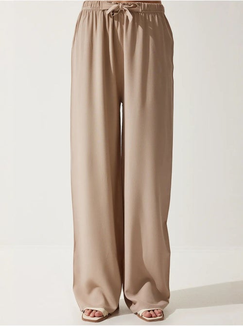 Pantalon palazzo en coton à taille coulissée istanbul - Kiabi Pantalon palazzo en coton à taille coulissée istanbul - Kiabi