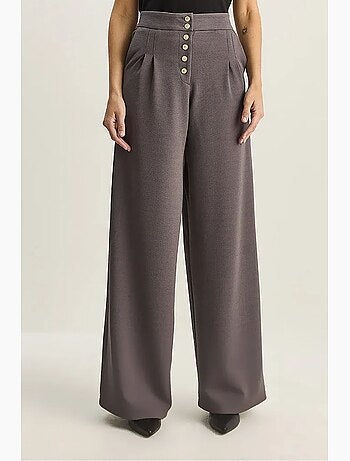 Pantalon palazzo en denim taille haute et jambes larges lucci