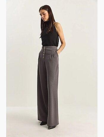 Pantalon palazzo en denim taille haute et jambes larges lucci