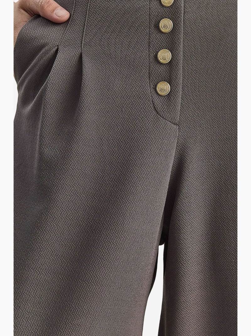 Pantalon palazzo en denim taille haute et jambes larges lucci Gris - Kiabi