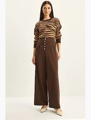 Pantalon palazzo en denim taille haute et jambes larges lucci