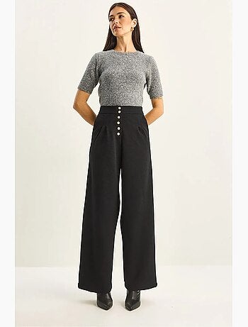 Pantalon palazzo en denim taille haute et jambes larges lucci