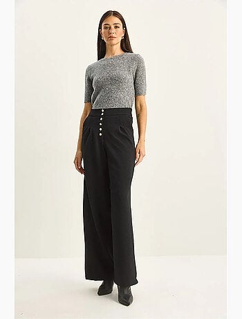 Pantalon palazzo en denim taille haute et jambes larges lucci