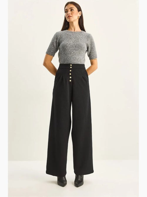 Pantalon palazzo en denim taille haute et jambes larges lucci - Kiabi Pantalon palazzo en denim taille haute et jambes larges lucci - Kiabi