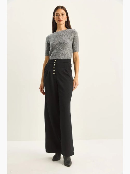 Pantalon palazzo en denim taille haute et jambes larges lucci - Kiabi Pantalon palazzo en denim taille haute et jambes larges lucci - Kiabi