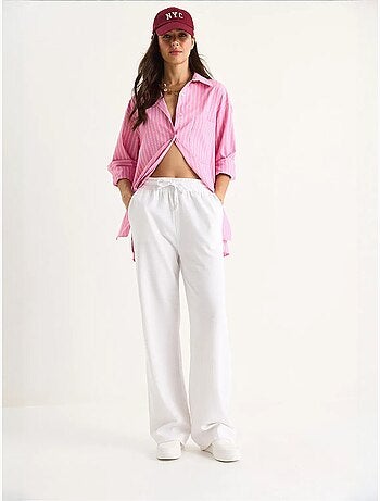 Pantalon palazzo en lin avec taille élastique et poches bianco lucci