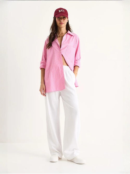 Pantalon palazzo en lin avec taille élastique et poches bianco lucci - Kiabi Pantalon palazzo en lin avec taille élastique et poches bianco lucci - Kiabi