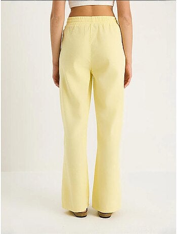 Pantalon palazzo en lin avec taille élastique et poches bianco lucci
