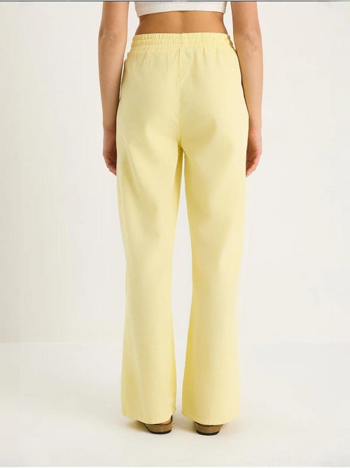 Pantalon palazzo en lin avec taille élastique et poches bianco lucci - Kiabi Pantalon palazzo en lin avec taille élastique et poches bianco lucci - Kiabi
