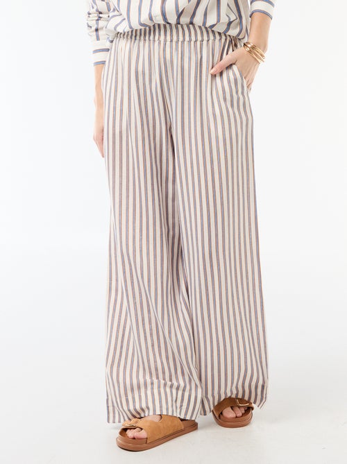 Pantalon palazzo en lin mélangé - Kiabi