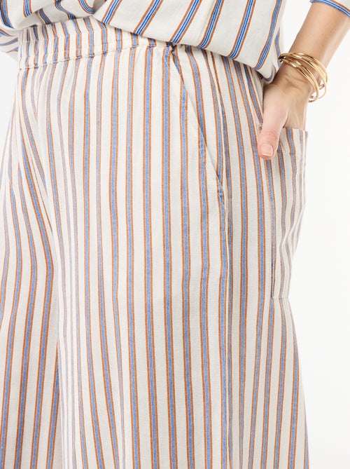 Pantalon palazzo en lin mélangé - Kiabi