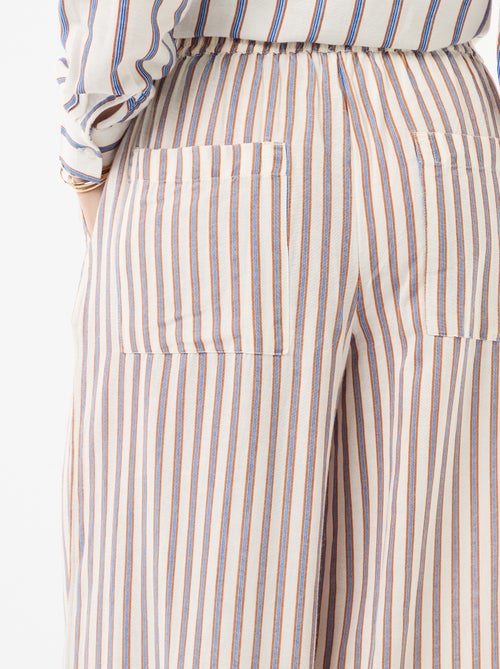 Pantalon palazzo en lin mélangé - Kiabi