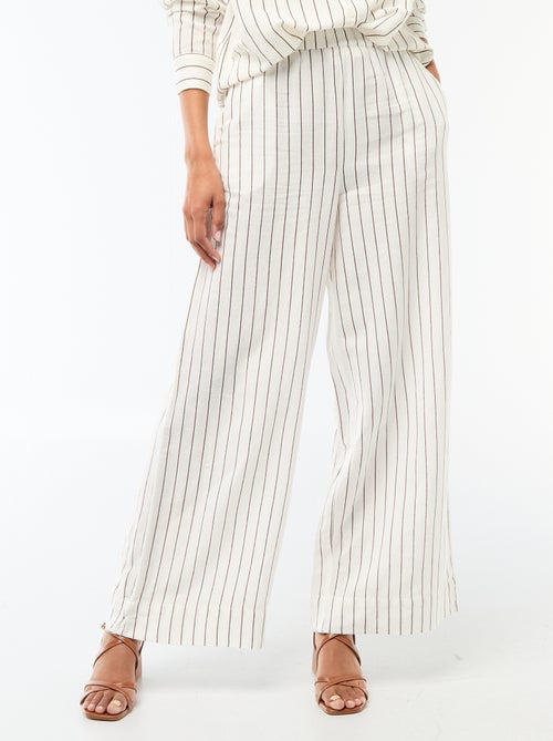 Pantalon palazzo en lin mélangé - Kiabi