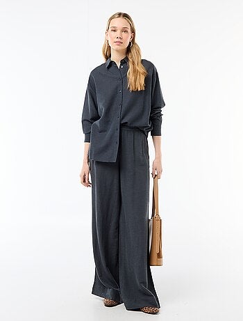 Pantalon palazzo en lin mélangé