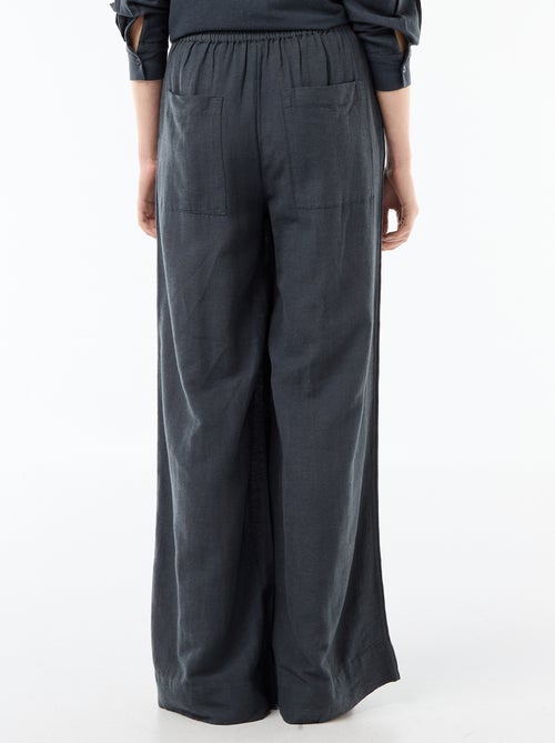 Pantalon palazzo en lin mélangé - Kiabi