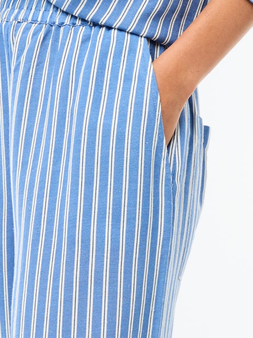 Pantalon palazzo en lin mélangé - Kiabi