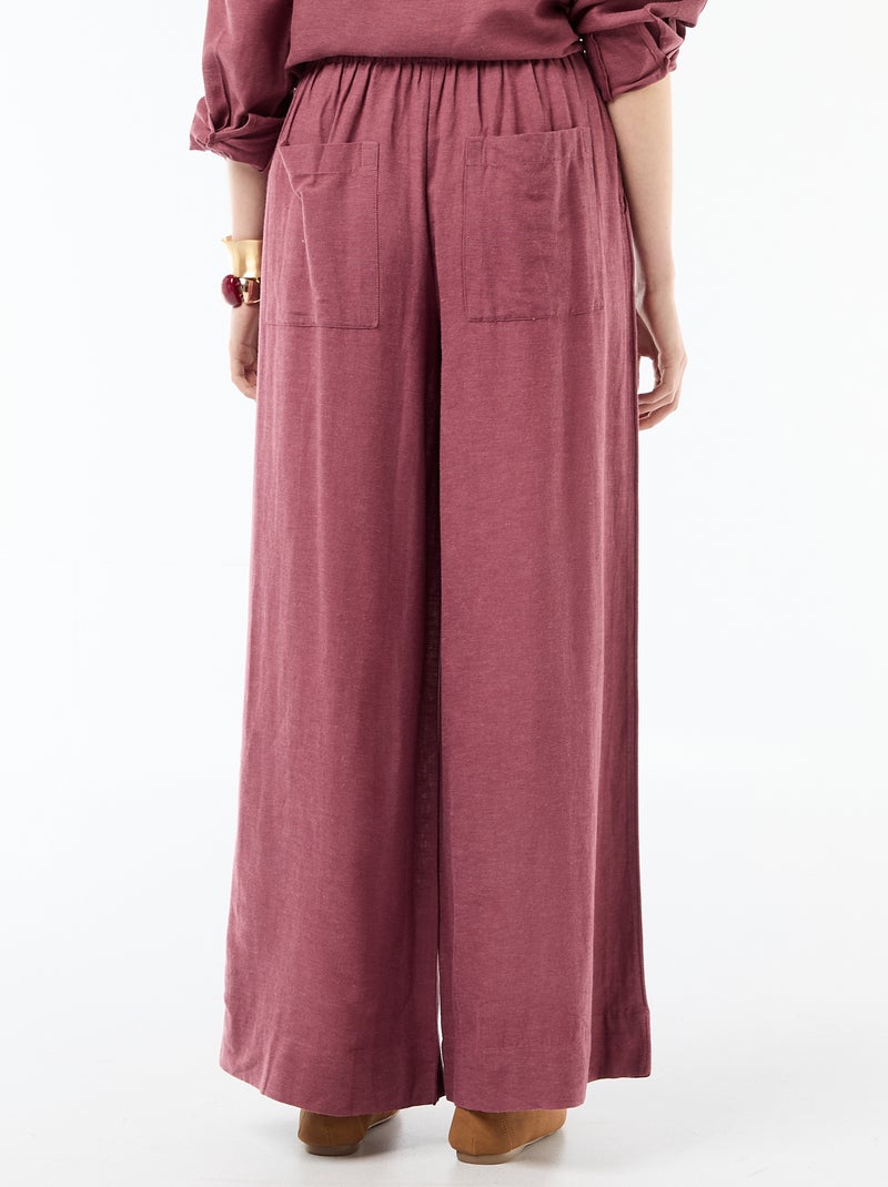 Pantalon palazzo en lin mélangé Rose - Kiabi