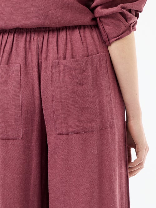 Pantalon palazzo en lin mélangé - Kiabi