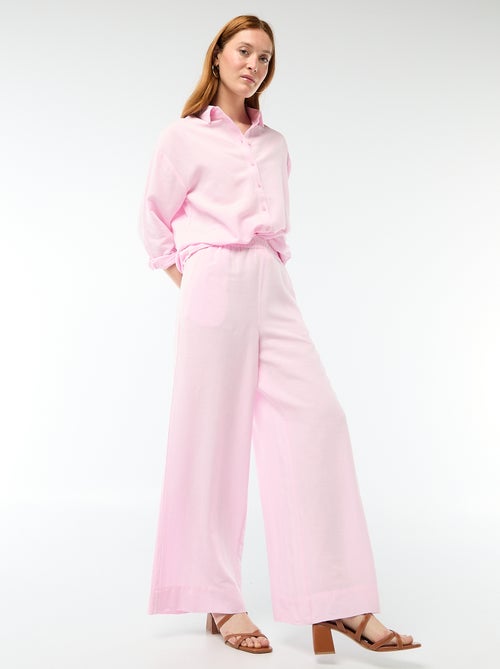 Pantalon palazzo en lin mélangé - Kiabi