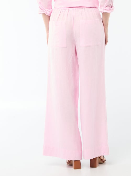 Pantalon palazzo en lin mélangé - Kiabi