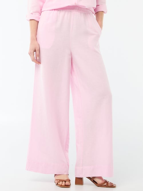 Pantalon palazzo en lin mélangé - Kiabi