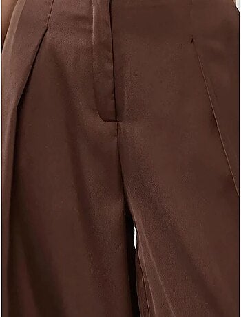 Pantalon Palazzo en satin à taille haute et jambes larges