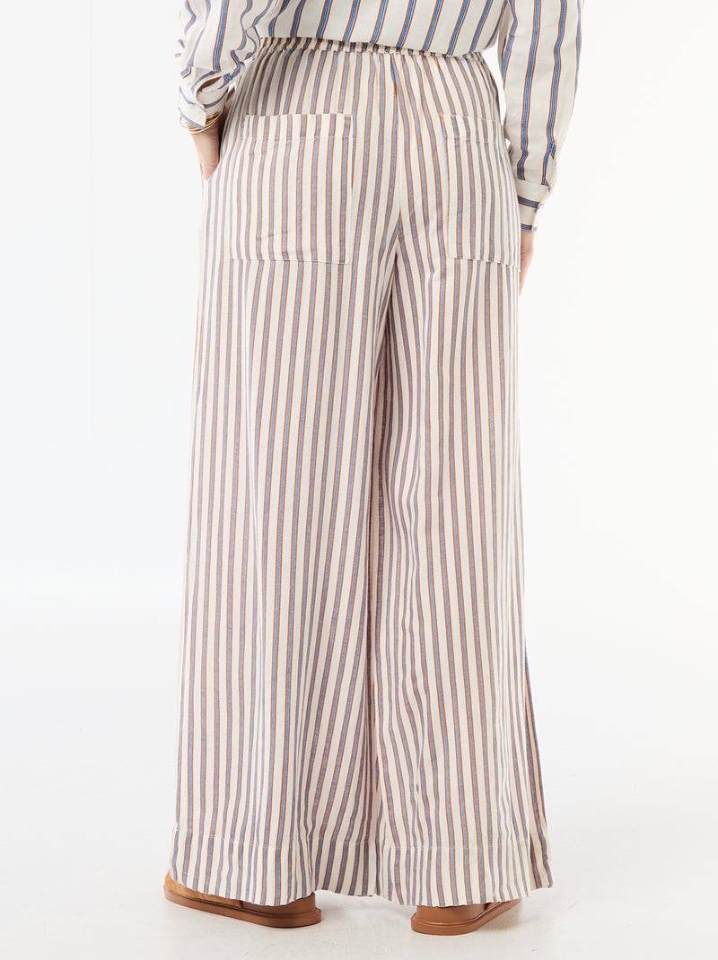 Pantalon palazzo femme en lin Beige - Kiabi