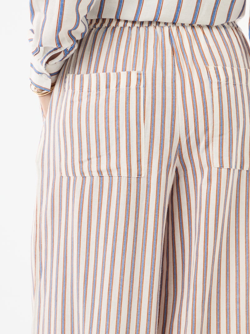 Pantalon palazzo femme en lin Beige - Kiabi