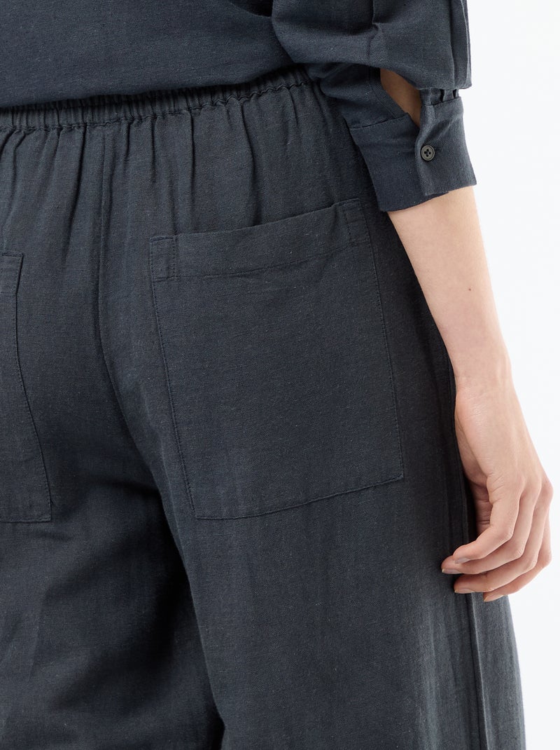 Pantalon Palazzo Femme en Lin Large Bleu - Kiabi