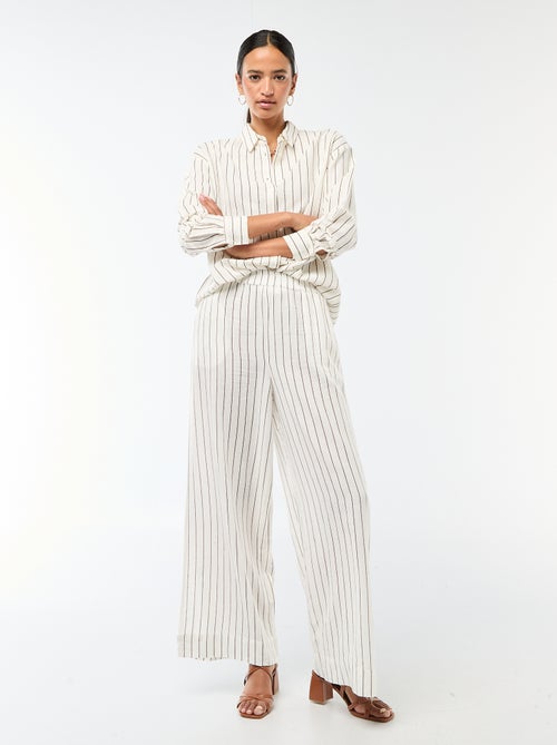 Pantalon palazzo femme en lin léger - Kiabi