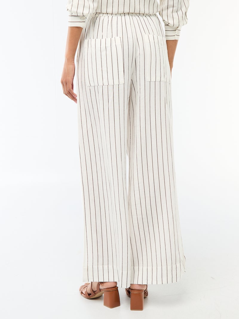 Pantalon palazzo femme en lin léger Blanc - Kiabi