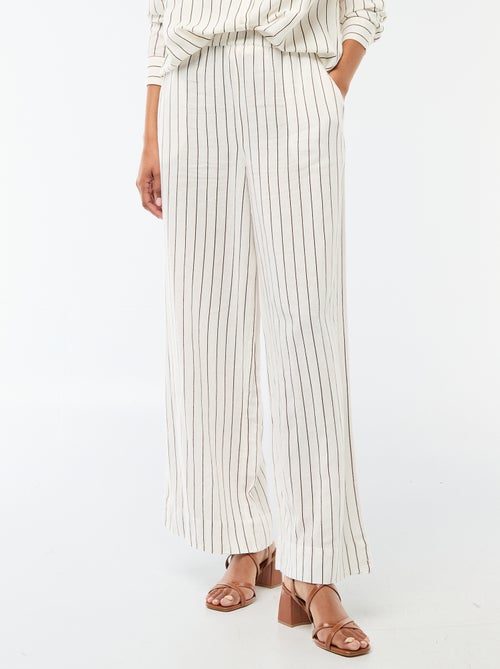Pantalon palazzo femme en lin léger - Kiabi