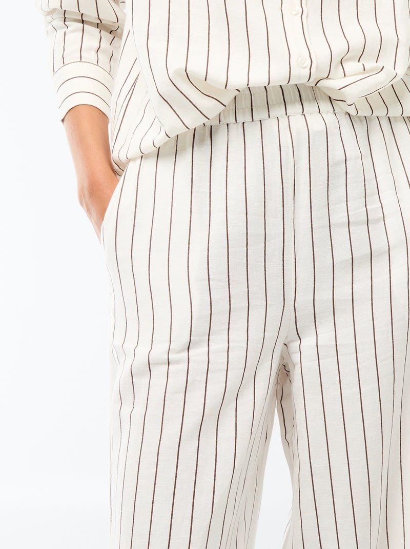 Pantalon palazzo femme en lin léger Blanc - Kiabi