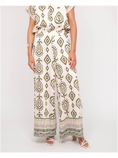 Pantalon palazzo motifs EDMIRA - Kiabi