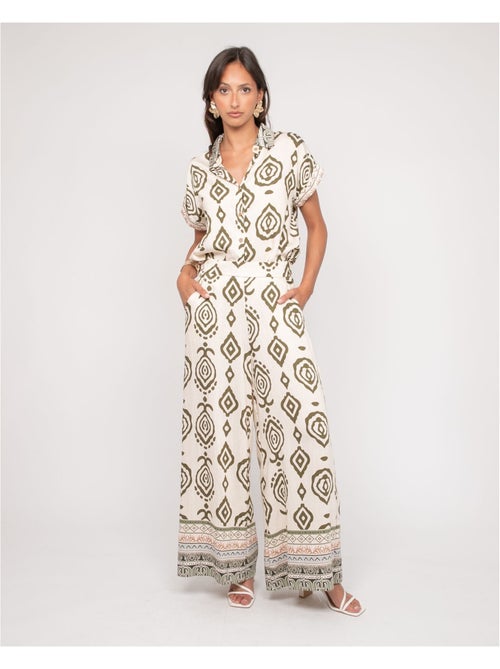 Pantalon palazzo motifs EDMIRA - Kiabi