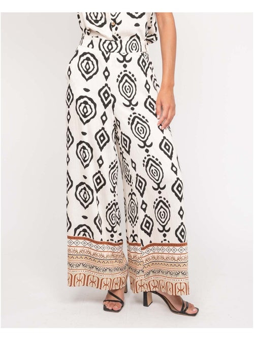 Pantalon palazzo motifs EDMIRA - Kiabi