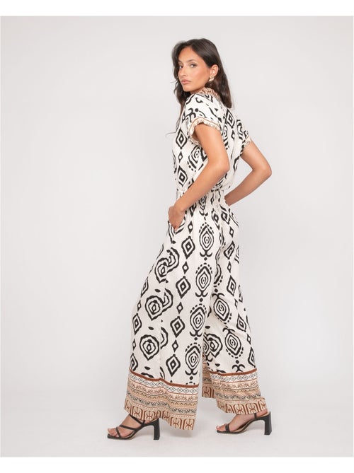 Pantalon palazzo motifs EDMIRA - Kiabi