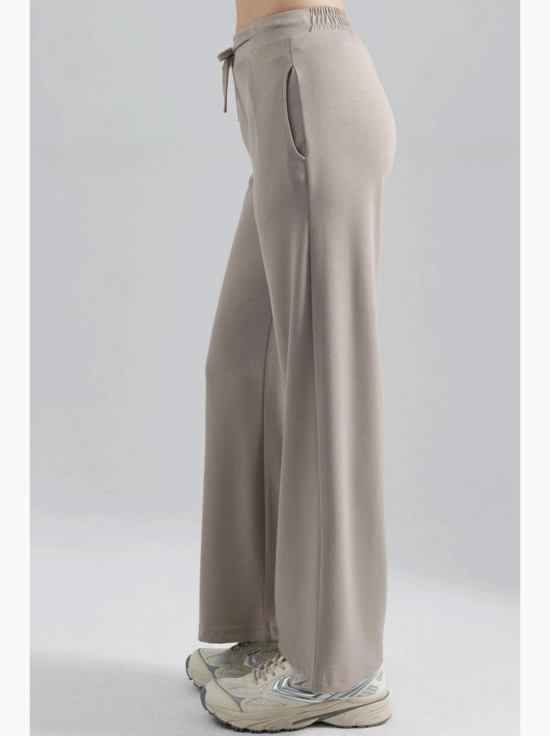 Pantalon palazzo plissé à jambes droites hiccup Beige argile - Kiabi