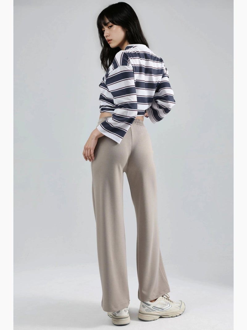 Pantalon palazzo plissé à jambes droites hiccup Beige argile - Kiabi